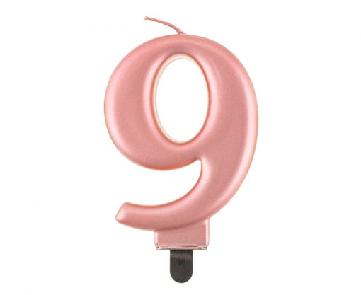 Picture of BIRTHDAY CANDLE ROSE GOLD NUMBER 9 - 8CM